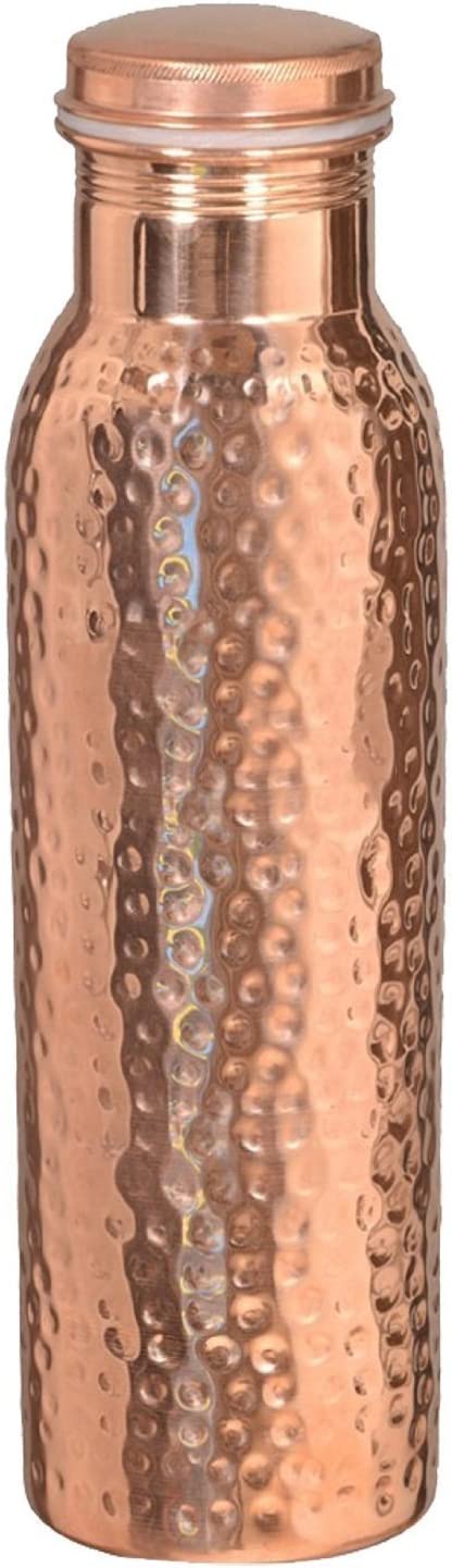 Copper Water Bottle With Hammered Designed For Drinking & Serving Water (950 Ml)