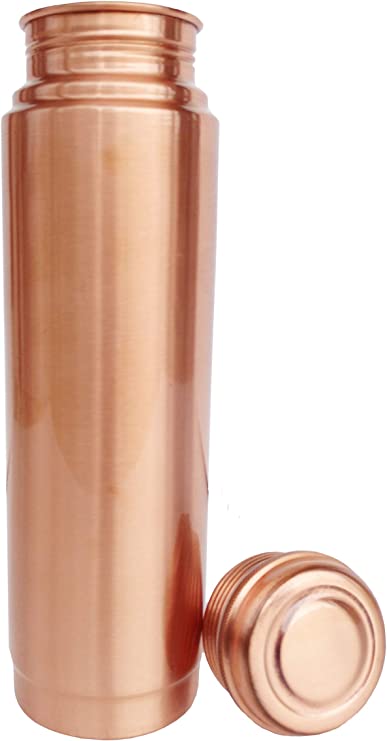 Joint Less Pure Copper Water Plain Bottle Of 1000 Ml Capacity With Big Round Mouth