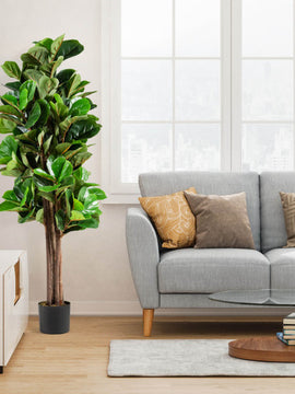 5 Feet Artificial Fiddle Leaf Fig Tree Decorative Planter