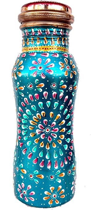 Curved Water Bottle Hand Painted With Capacity 500 ml And Colored Art Work