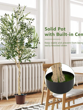 Artificial 6 Feet Olive Tree In Cement Pot 2-Pack