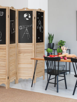 4-Panel Folding Privacy Room Divider Screen with Chalkboard