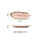 Green Leaf Design Ceramic Storage Tray With Gold Rim For Jewelry and Makeup, Brush Storage, As A Sushi Plate