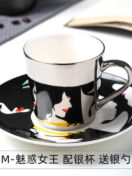 Picasso Mirror Coffee cup Ceramic Mug Cup and Saucer Set Fashion magazine/Allure Queen/Abstract female cup