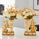 European Style Ceramic Golden Elephant Vase For Dining Table Home