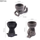 Little Man Statue Ceramic Vase In Black And White For Home Furnishings