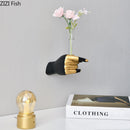Clenched Fist Shaped Resin And Glass Wall Vase For Flower Arrangement In Your Living Room And Home Decoration