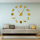 DIY Dachshund Wall Art Wiener-Dog Puppy Dog Pet Frameless Giant Wall Clock With Mirror Effect Sausage Dog Large Clock Wall Watch