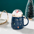 Cute Ceramic Christmas Mugs With Santa Claus Figurines And Lid Mug