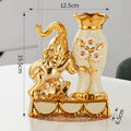 European Style Ceramic Golden Elephant Vase For Dining Table Home