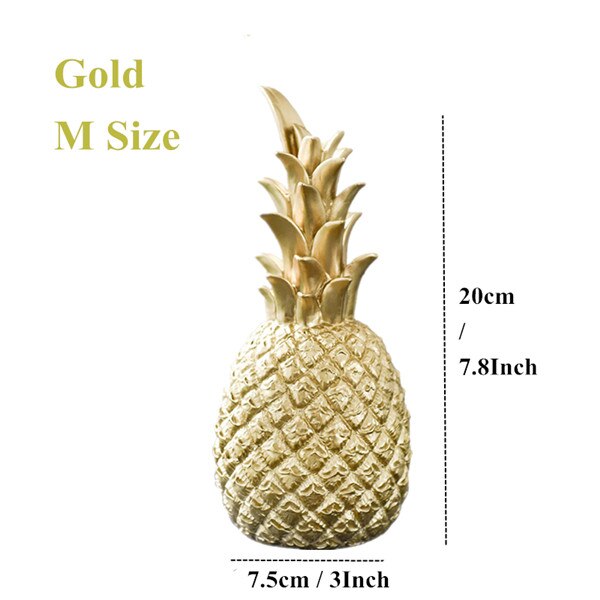 Resin Miniatures Figurines Like Pineapple In Black And White WIth Gold  Tinge For Home Decoration