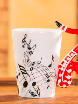 400ml Music Mug Creative Violin Style Guitar Ceramic Mug Coffee Tea Milk Stave Cups with Handle Coffee Mugs Novelty Gifts