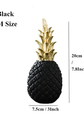 Resin Miniatures Figurines Like Pineapple In Black And White WIth Gold  Tinge For Home Decoration