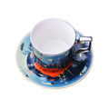 New Mirror Coffee Cup Specular Reflection Sea World Ceramic Cups And Saucers With Scoop Mediterranean Style Coffeeware