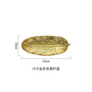 Green Leaf Design Ceramic Storage Tray With Gold Rim For Jewelry and Makeup, Brush Storage, As A Sushi Plate