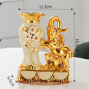 European Style Ceramic Golden Elephant Vase For Dining Table Home