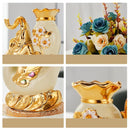 European Style Ceramic Golden Elephant Vase For Dining Table Home