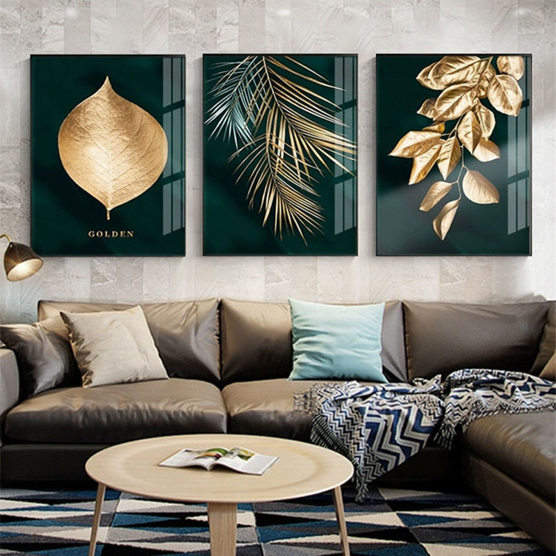 Nordic Modern Luxury Canvas Painting Leaf Plant Picture Home Decor Wall Art Minimalist Posters and Prints for Bedroom Painting
