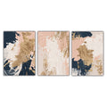 HD Nordic Abstract Wall Art Hand Oil Painting In Blue Pink Gold On Canvas