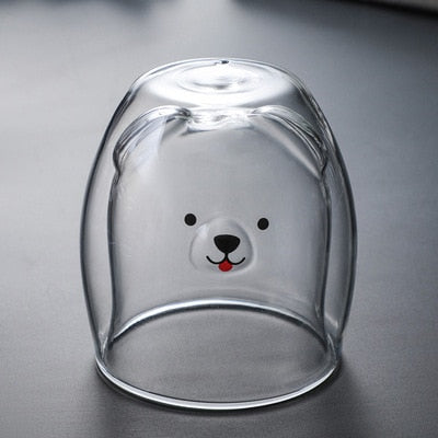 Cute Double-layer Animal Glass Mugs With Dog, Cat, And Bear Design Can Be a Thoughtful Christmas Gift