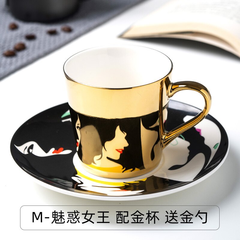 Picasso Mirror Coffee cup Ceramic Mug Cup and Saucer Set Fashion magazine/Allure Queen/Abstract female cup