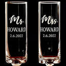 2Pcs/Set Personalized Mr and Mrs Champagne Flutes, Custom Bride & Groom Name Glasses for Wedding Toasting,Gift for Bridal Shower