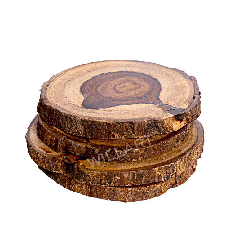 WILLART Handcrafted Wooden Log Coasters for Water Glasses Tea/Coffer Cups or Bear Glasses for Desk Organizer Home DÃ©cor Gift (Dimension : 4 x 4 x 0.5 Inches) - WILLART Home Decor