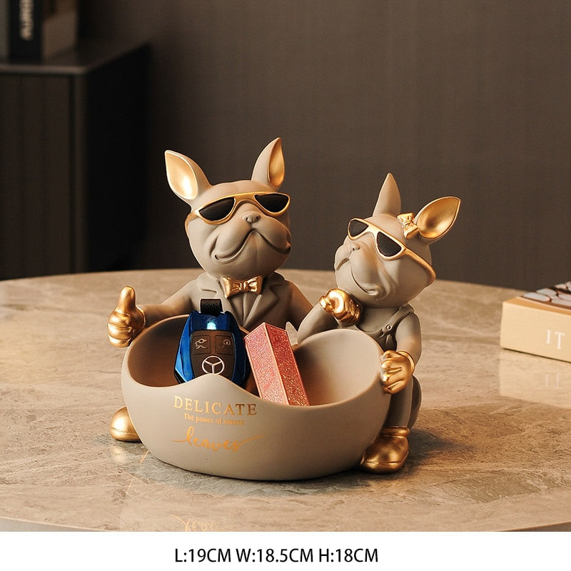 French Bulldog Statue For Home Decor Of Resin A Storage Bowl Or A Gift