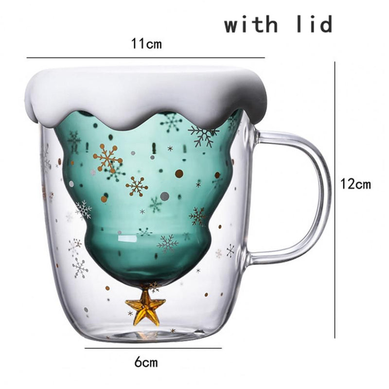 400/500ml Creative Christmas Mug With Spoon And Double Wall Heat-Resistant Glass Is Christmas Gift For Kids