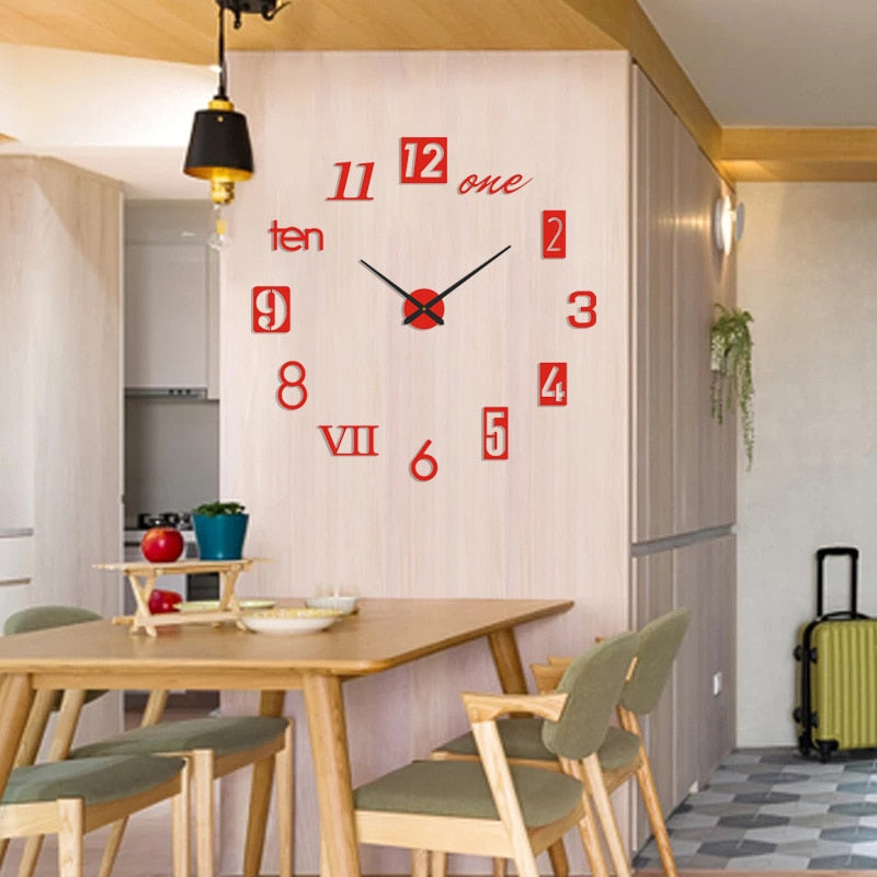 New 3D Roman Numeral Acrylic Wall Clock Sticker For Home Decoration