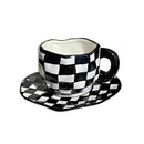 Nordic Black and White Checkerboard Mug Creative Monochrome Ceramic Cup