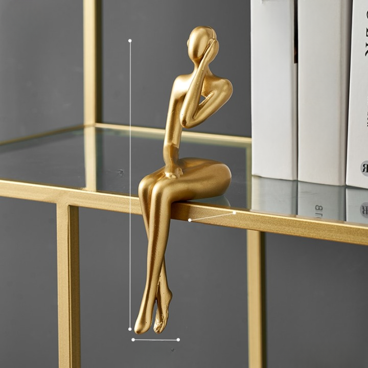 Nordic Abstract Humanoid Statue For Home Decoration Resin Gold Embellishments