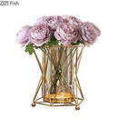 Golden Metal Vase For Floral Arrangement For Desk Decoration And Modern Luxurious Home Decor
