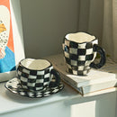 Nordic Black and White Checkerboard Mug Creative Monochrome Ceramic Cup