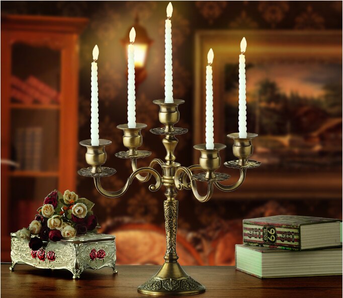 Caved Candlestick Crystal Candelabra For 3/5 Lights Metal Candle Holder Retro Adds A Retro Flavor To Your Home Decor