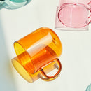 Heat Resistant Glass Colorful Coffee Mug with Handle in Nordic Modern Design as Household Use for Milk Breakfast Drinking Glasses