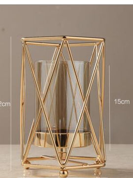 Golden Metal Vase For Floral Arrangement For Desk Decoration And Modern Luxurious Home Decor