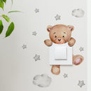 Cute Cartoon Bear Star Switch Self-adhesive Sticker For Kid Room Or Home Decor