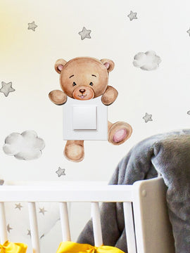 Cute Cartoon Bear Star Switch Self-adhesive Sticker For Kid Room Or Home Decor