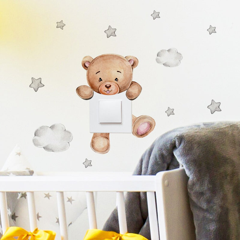 Cute Cartoon Bear Star Switch Self-adhesive Sticker For Kid Room Or Home Decor