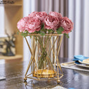 Golden Metal Vase For Floral Arrangement For Desk Decoration And Modern Luxurious Home Decor