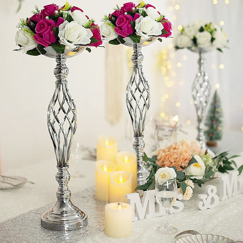 Metal Flowers Vases Stand For Wedding Or Valentine As Party Décor Centerpiece