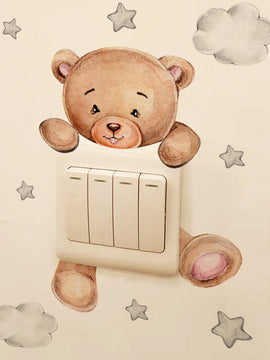 Cute Cartoon Bear Star Switch Self-adhesive Sticker For Kid Room Or Home Decor