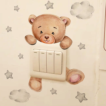 Cute Cartoon Bear Star Switch Self-adhesive Sticker For Kid Room Or Home Decor