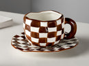 Nordic Black and White Checkerboard Mug Creative Monochrome Ceramic Cup