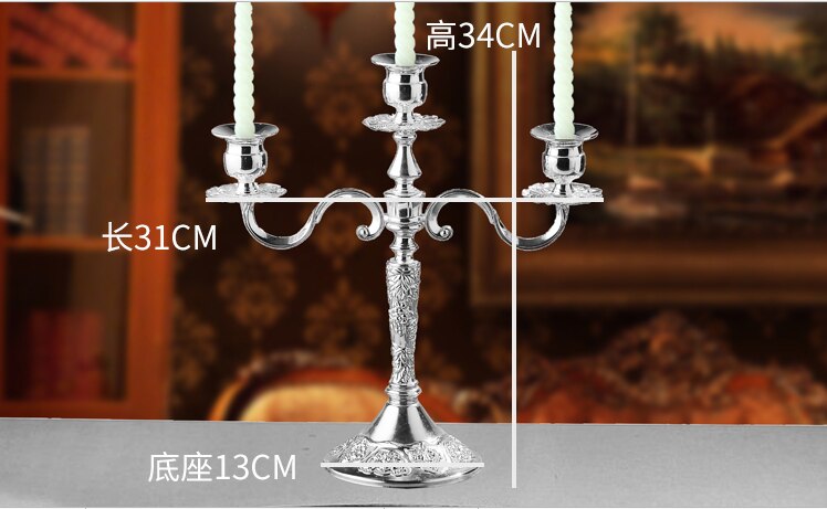Caved Candlestick Crystal Candelabra For 3/5 Lights Metal Candle Holder Retro Adds A Retro Flavor To Your Home Decor
