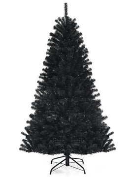 Black Artificial Christmas Halloween Tree with Purple LED Lights