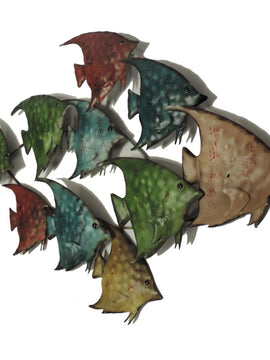 DunaWest Three Dimensional Hanging Metal Fish Wall Art Decor, Multicolor