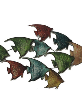 DunaWest Three Dimensional Hanging Metal Fish Wall Art Decor, Multicolor