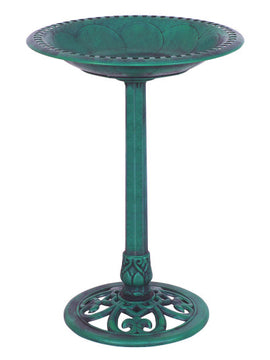 Outdoor Garden Green Pedestal Bird Bath Feeder